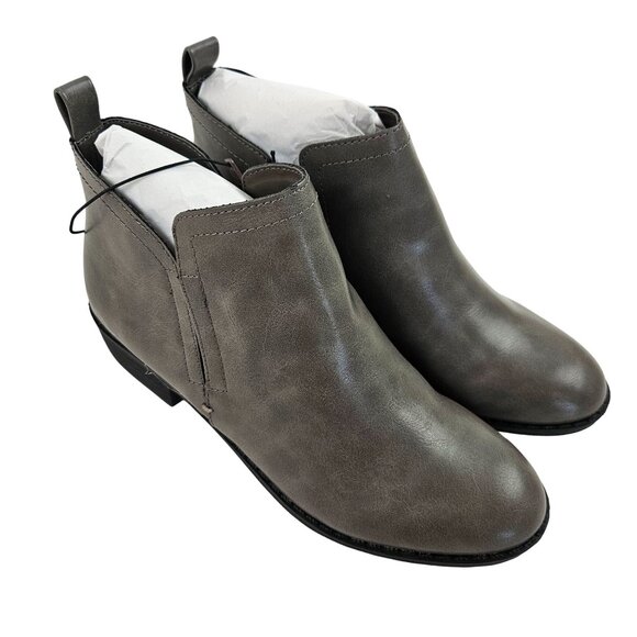 American Rag Shoes - American Rag Ankle Boots Womens Size 6.5 Gray Faux Leather Zip Up Block Heel